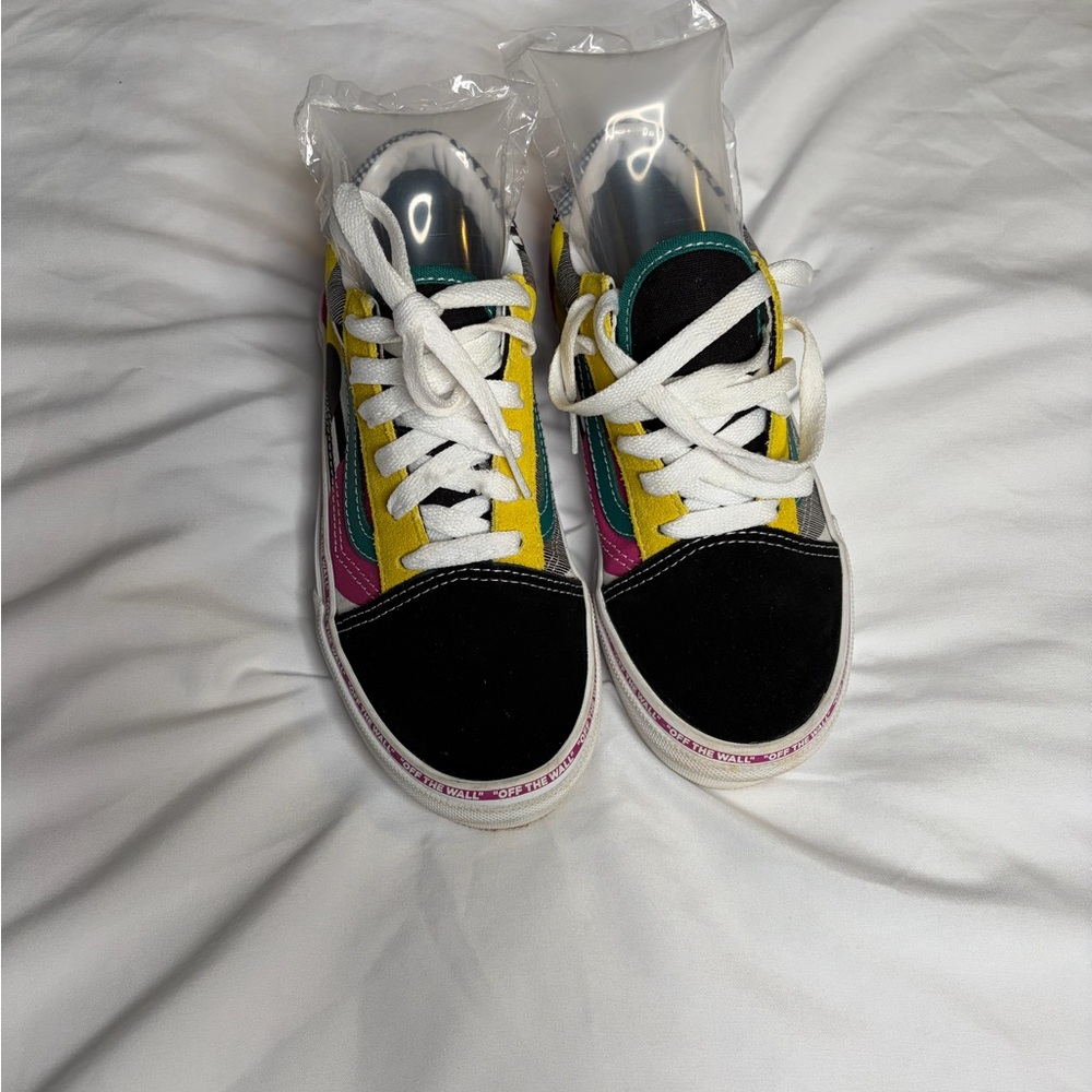 Vans Kids Sneakers in Black, Yellow, and Pink